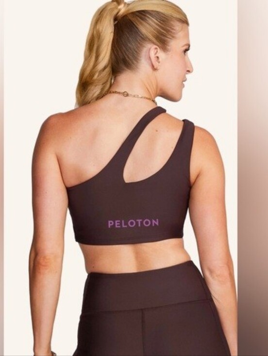 Peloton Other - Peloton Chocolate One Shoulder Sports Bra with Purple Logo Womens Small